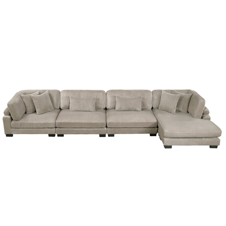 Traverse Taupe 4-Piece Modular Sectional with Reversible Chaise - Ornate Home