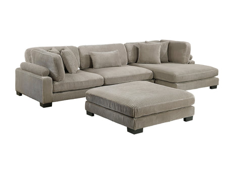Traverse Taupe 4-Piece Modular Sectional with Reversible Chaise and Ottoman - Ornate Home