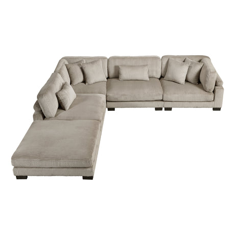 Traverse Taupe 5-Piece Modular Sectional with Ottoman - Ornate Home