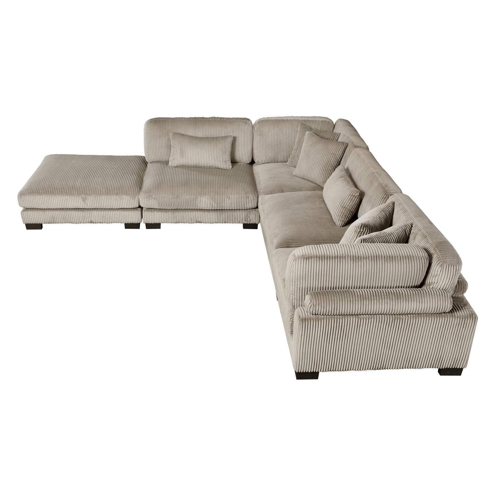 Traverse Taupe 5-Piece Modular Sectional with Ottoman - Ornate Home