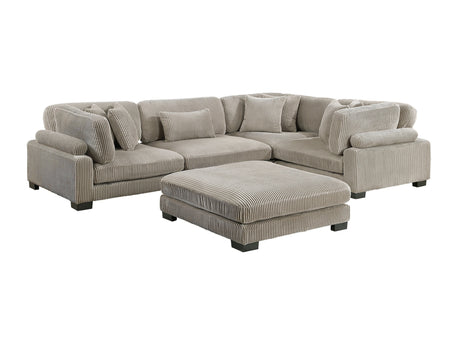 Traverse Taupe 5-Piece Modular Sectional with Ottoman - Ornate Home