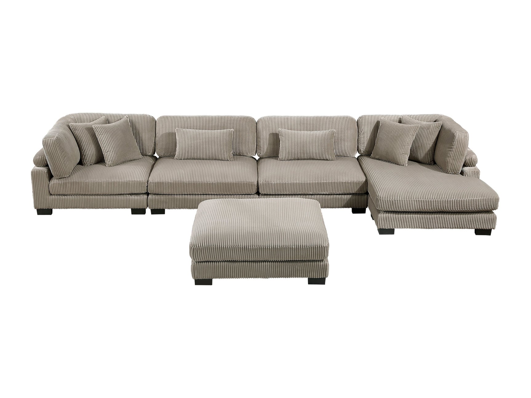 Traverse Taupe 5-Piece Modular Sectional with Reversible Chaise and Ottoman - Ornate Home