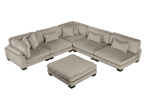 Traverse Taupe 6-Piece L Shaped Modular Sectional with Ottoman - Ornate Home