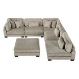 Traverse Taupe 6-Piece L Shaped Modular Sectional with Ottoman - Ornate Home