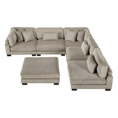 Traverse Taupe 6-Piece L Shaped Modular Sectional with Ottoman - Ornate Home