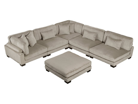 Traverse Taupe 6-Piece Modular Sectional with Ottoman - Ornate Home