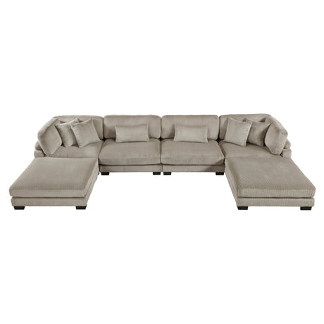 Traverse Taupe 6-Piece Modular Sectional with Ottomans - Ornate Home