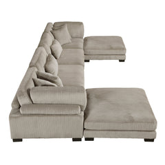 Traverse Taupe 6-Piece Modular Sectional with Ottomans - Ornate Home