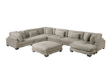 Traverse Taupe 7-Piece Modular Sectional with Reversible Chaise and Ottoman - Ornate Home