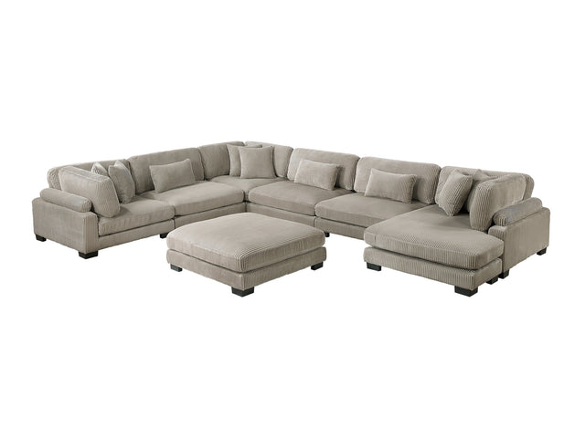 Traverse Taupe 7-Piece Modular Sectional with Reversible Chaise and Ottoman - Ornate Home