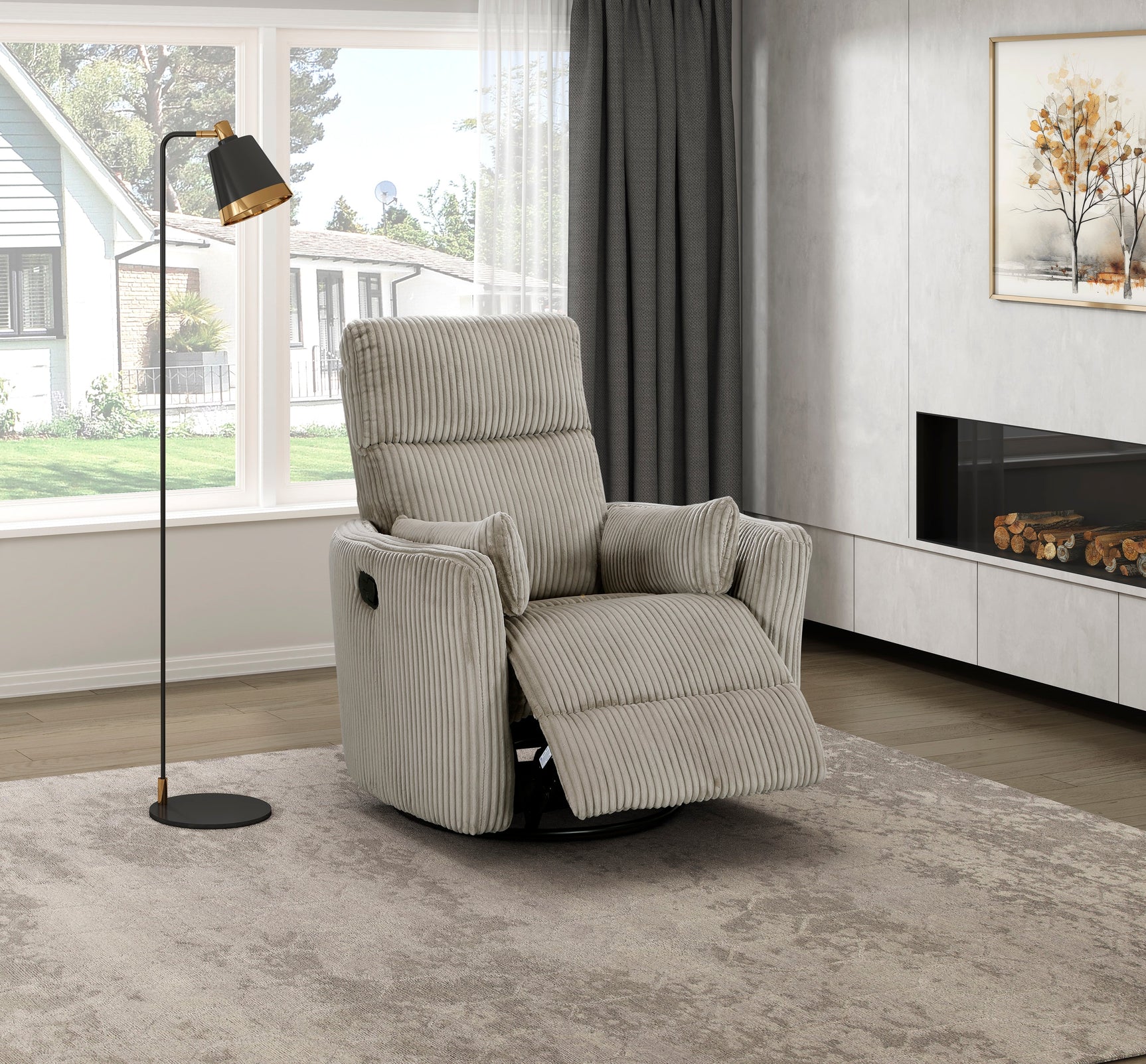 Traverse Taupe Swivel Glider Reclining Chair - Ornate Home