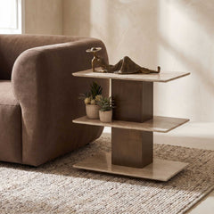 Travertini Bronze/Brown 3 Tiered Accent Table - Ornate Home