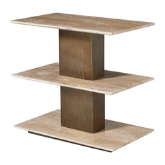 Travertini Bronze/Brown 3 Tiered Accent Table - Ornate Home