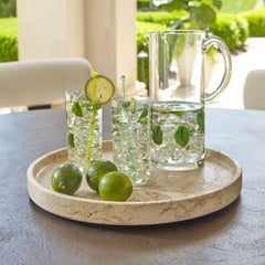 Travessa Brown/White Outdoor Round Stone Tray - Ornate Home