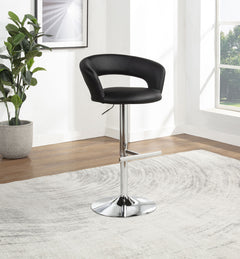 Travia Black And Chrome Adjustable Leatherette Swivel Bar Stool - Ornate Home