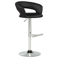 Travia Black And Chrome Adjustable Leatherette Swivel Bar Stool - Ornate Home