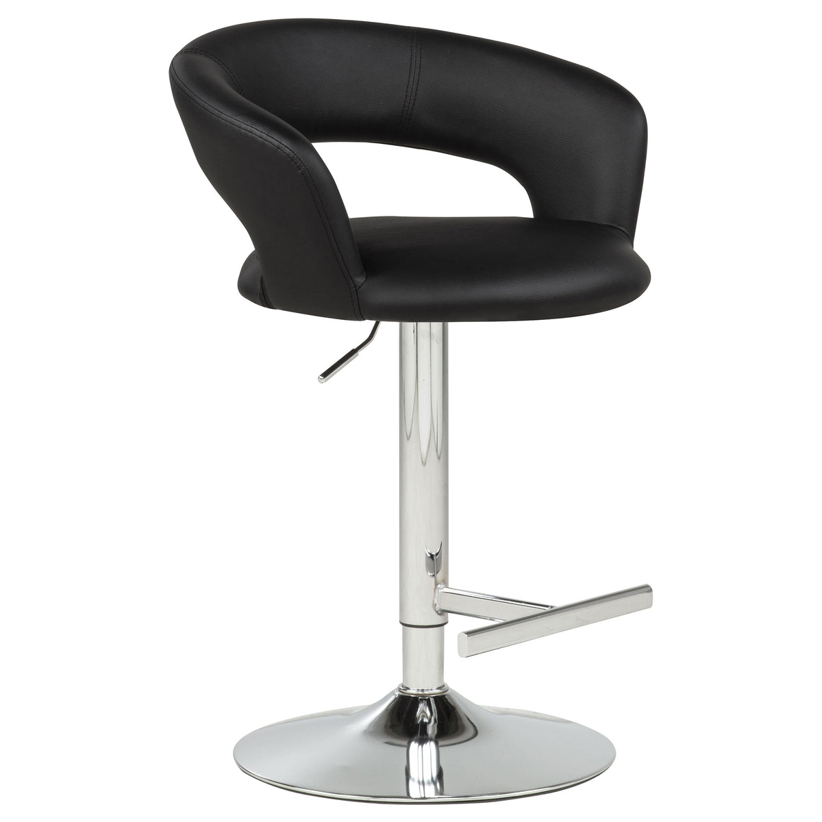 Travia Black And Chrome Adjustable Leatherette Swivel Bar Stool - Ornate Home