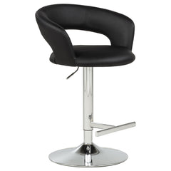 Travia Black And Chrome Adjustable Leatherette Swivel Bar Stool - Ornate Home