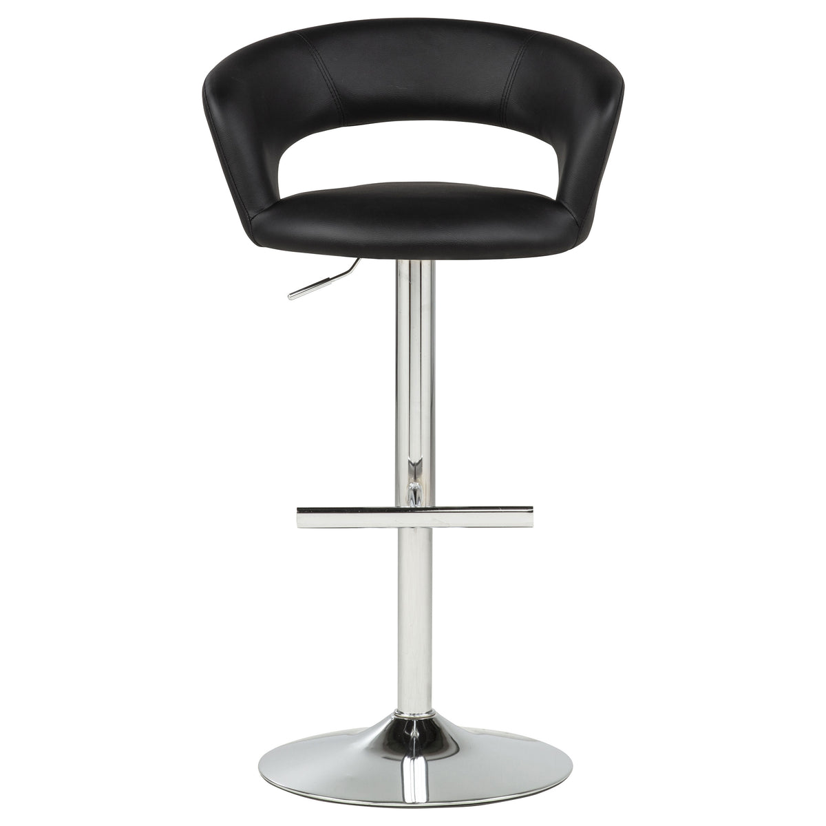 Travia Black And Chrome Adjustable Leatherette Swivel Bar Stool - Ornate Home