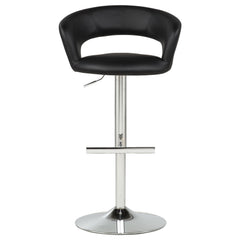 Travia Black And Chrome Adjustable Leatherette Swivel Bar Stool - Ornate Home