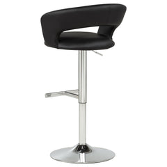 Travia Black And Chrome Adjustable Leatherette Swivel Bar Stool - Ornate Home