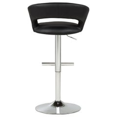 Travia Black And Chrome Adjustable Leatherette Swivel Bar Stool - Ornate Home