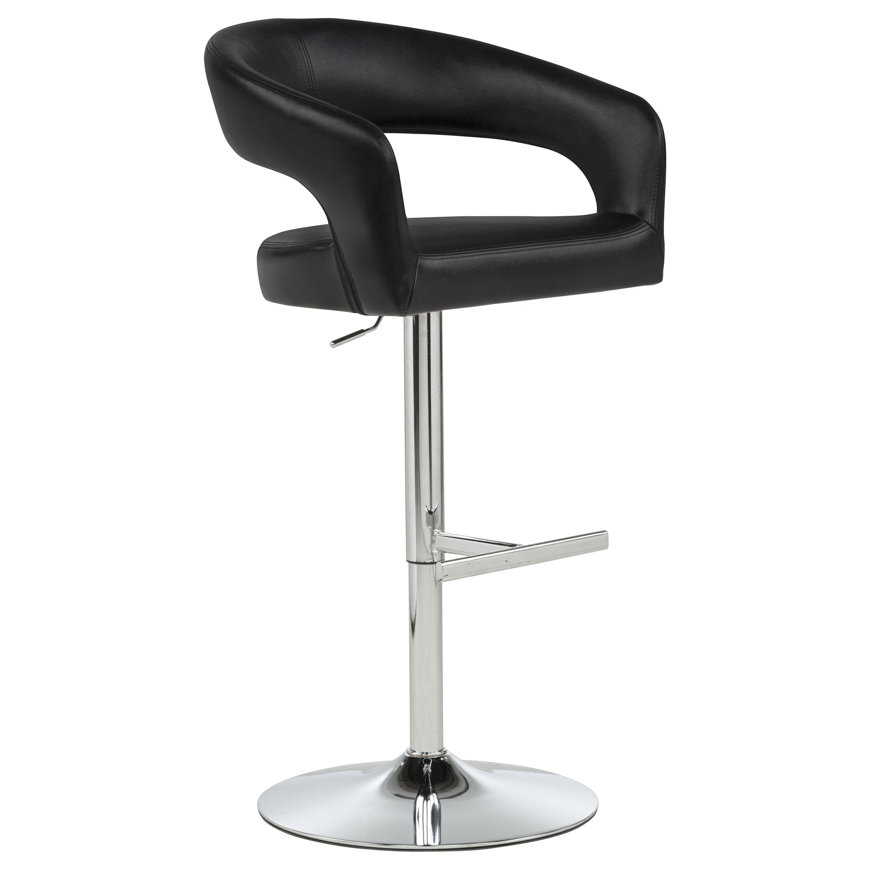 Travia Black Leatherette Upholstered Adjustable Bar Stool - Ornate Home