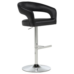 Travia Black Leatherette Upholstered Adjustable Bar Stool - Ornate Home