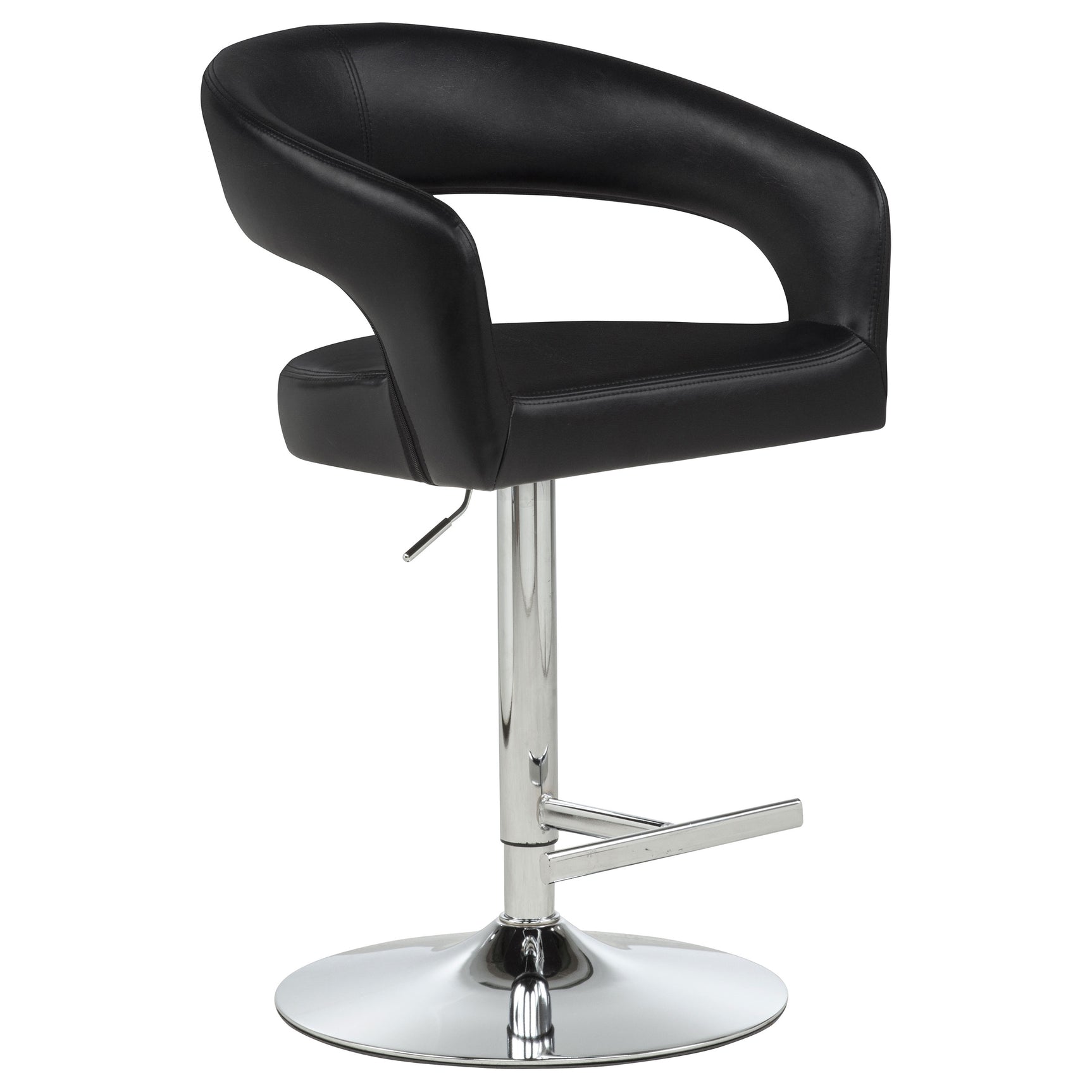 Travia Black Leatherette Upholstered Adjustable Bar Stool - Ornate Home