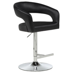 Travia Black Leatherette Upholstered Adjustable Bar Stool - Ornate Home