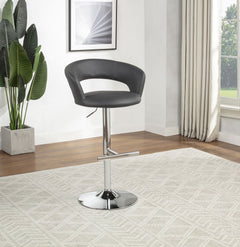 Travia Grey And Chrome Adjustable Leatherette Swivel Bar Stool - Ornate Home