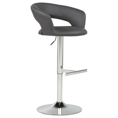 Travia Grey And Chrome Adjustable Leatherette Swivel Bar Stool - Ornate Home