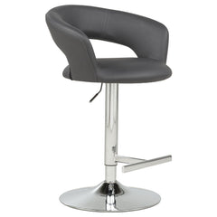 Travia Grey And Chrome Adjustable Leatherette Swivel Bar Stool - Ornate Home