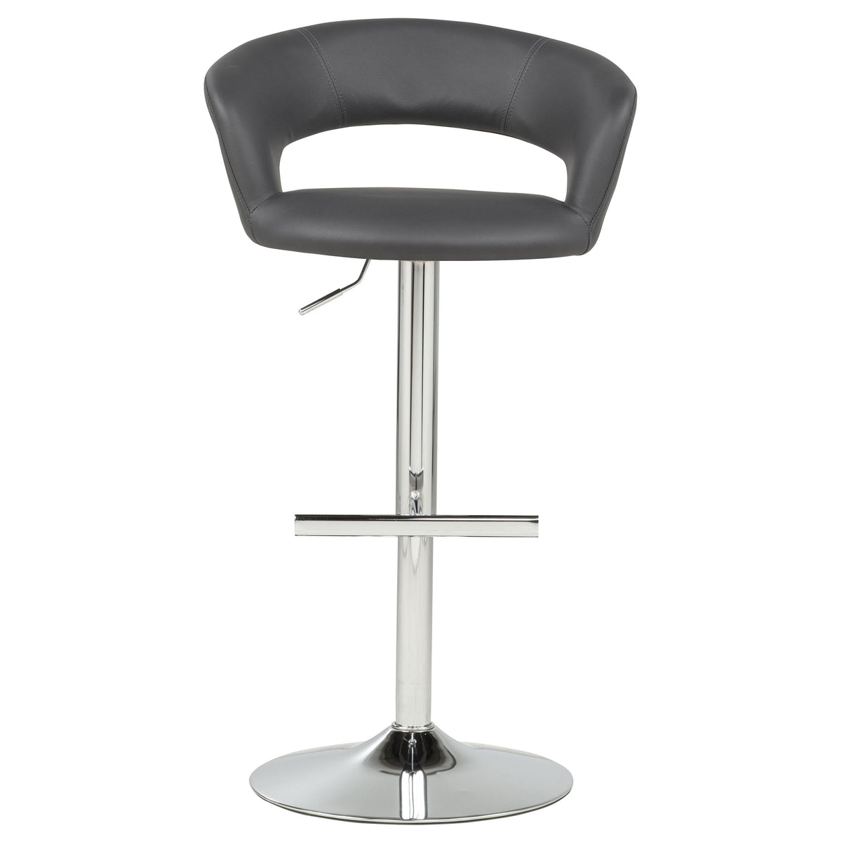 Travia Grey And Chrome Adjustable Leatherette Swivel Bar Stool - Ornate Home