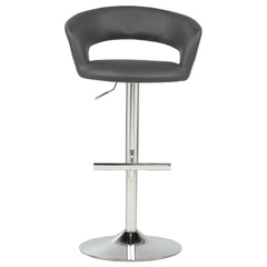 Travia Grey And Chrome Adjustable Leatherette Swivel Bar Stool - Ornate Home