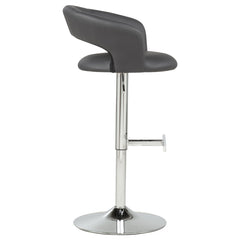 Travia Grey And Chrome Adjustable Leatherette Swivel Bar Stool - Ornate Home