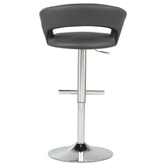 Travia Grey And Chrome Adjustable Leatherette Swivel Bar Stool - Ornate Home
