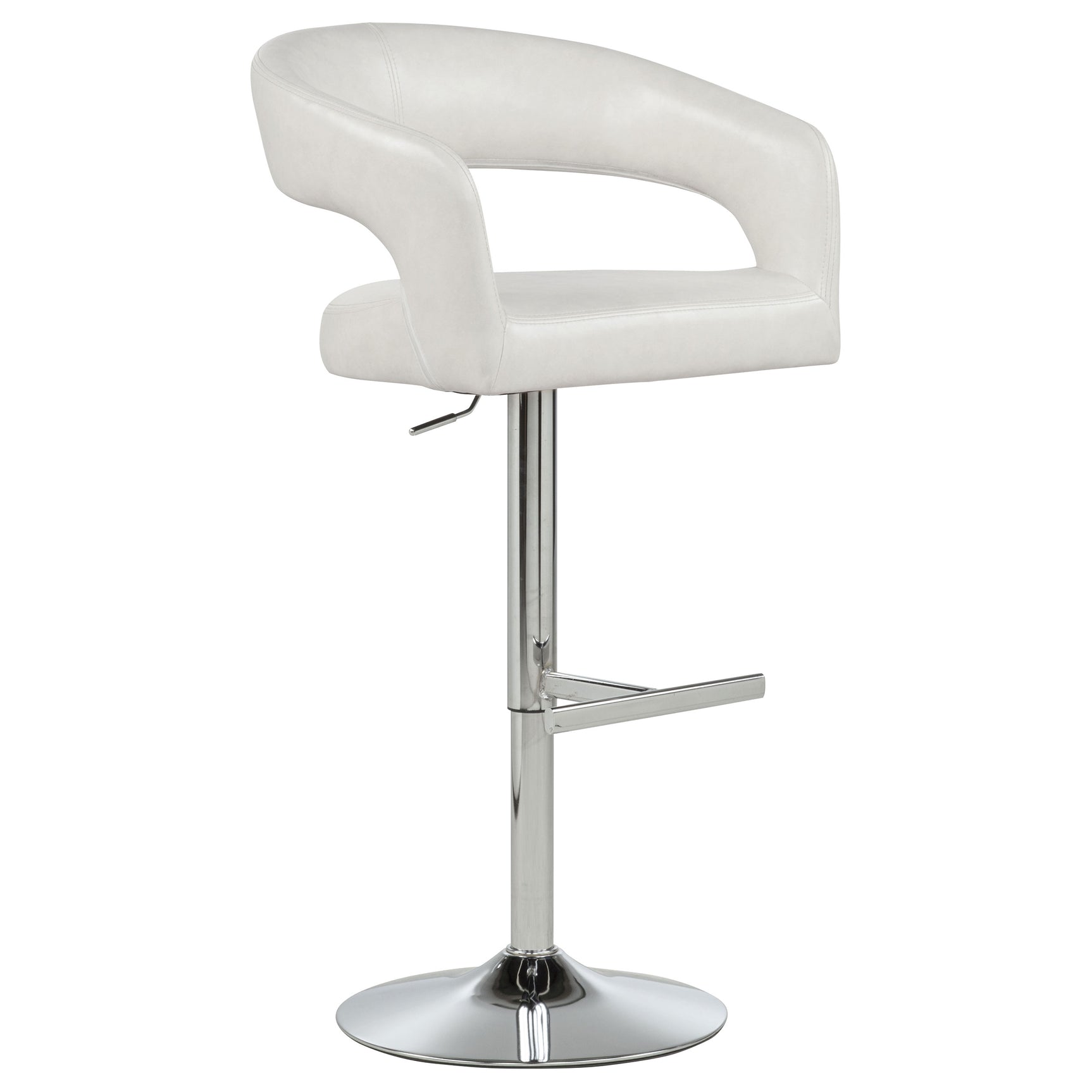 Travia Ivory Leatherette Upholstered Adjustable Bar Stool - Ornate Home