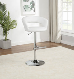 Travia White And Chrome Adjustable Leatherette Swivel Bar Stool - Ornate Home