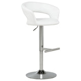 Travia White And Chrome Adjustable Leatherette Swivel Bar Stool - Ornate Home