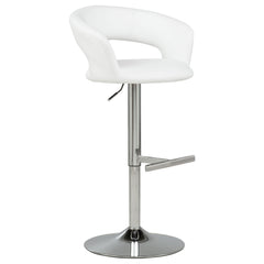 Travia White And Chrome Adjustable Leatherette Swivel Bar Stool - Ornate Home