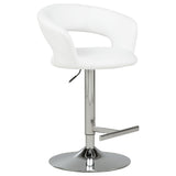 Travia White And Chrome Adjustable Leatherette Swivel Bar Stool - Ornate Home