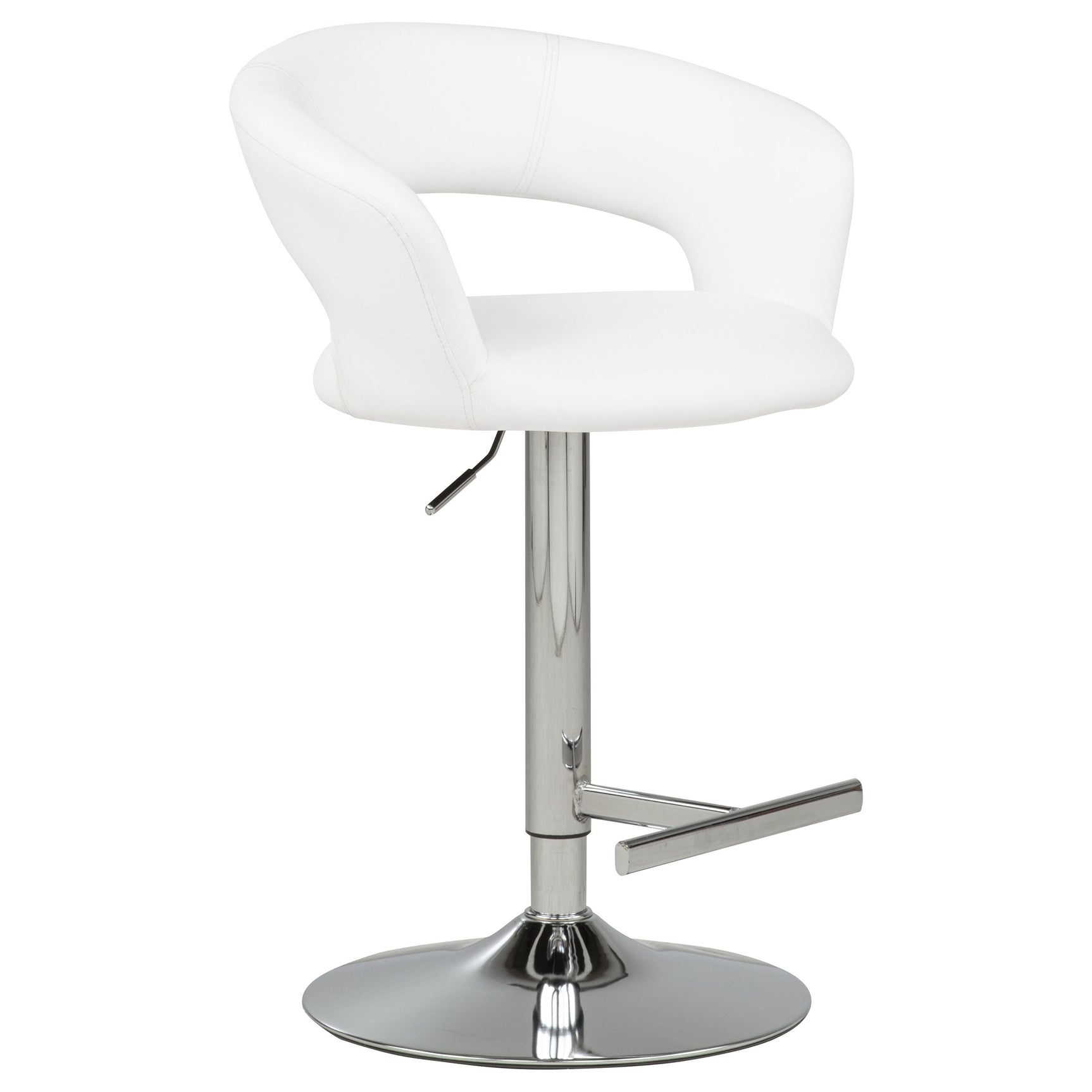 Travia White And Chrome Adjustable Leatherette Swivel Bar Stool - Ornate Home