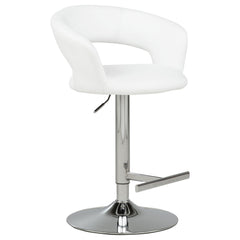 Travia White And Chrome Adjustable Leatherette Swivel Bar Stool - Ornate Home
