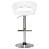 Travia White And Chrome Adjustable Leatherette Swivel Bar Stool - Ornate Home
