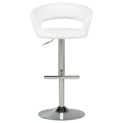 Travia White And Chrome Adjustable Leatherette Swivel Bar Stool - Ornate Home