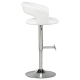 Travia White And Chrome Adjustable Leatherette Swivel Bar Stool - Ornate Home