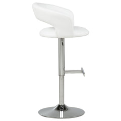 Travia White And Chrome Adjustable Leatherette Swivel Bar Stool - Ornate Home