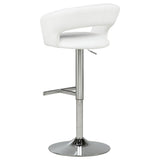Travia White And Chrome Adjustable Leatherette Swivel Bar Stool - Ornate Home