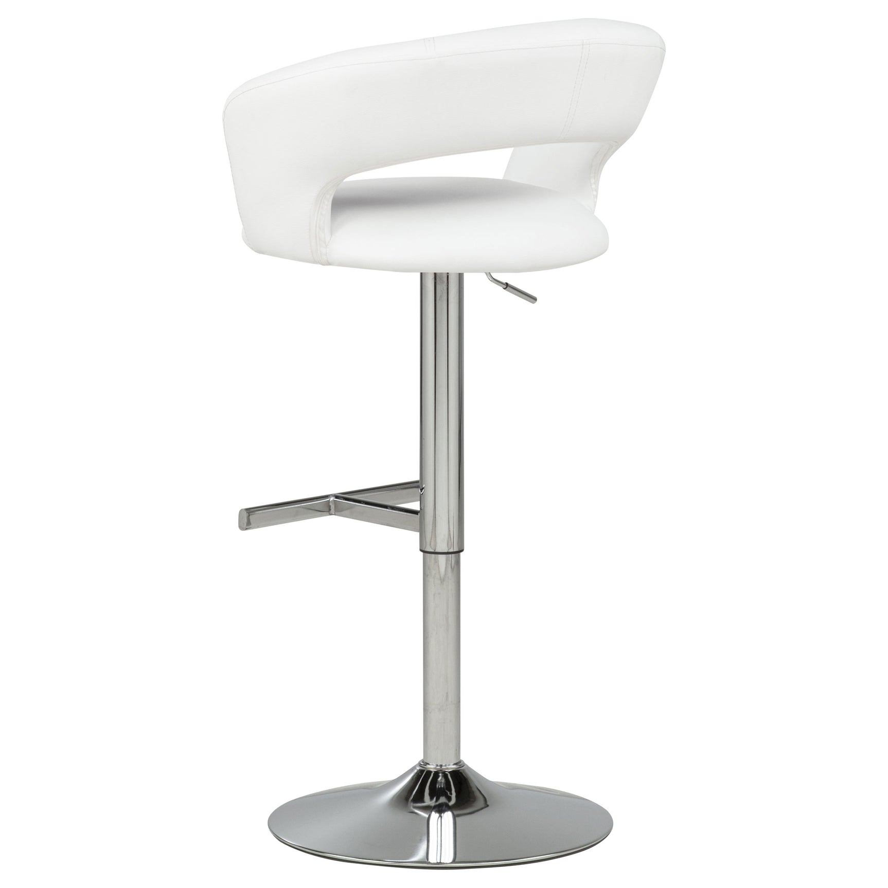Travia White And Chrome Adjustable Leatherette Swivel Bar Stool - Ornate Home